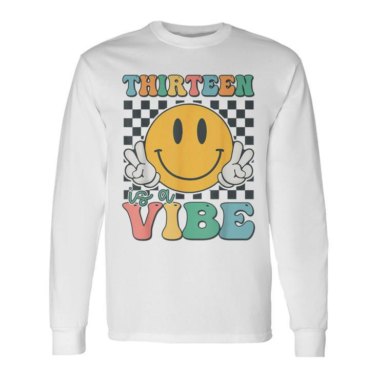 Thirn Is A Vibe 13Th Birthday Smile Face Hippie Boys Girl Long Sleeve T-Shirt