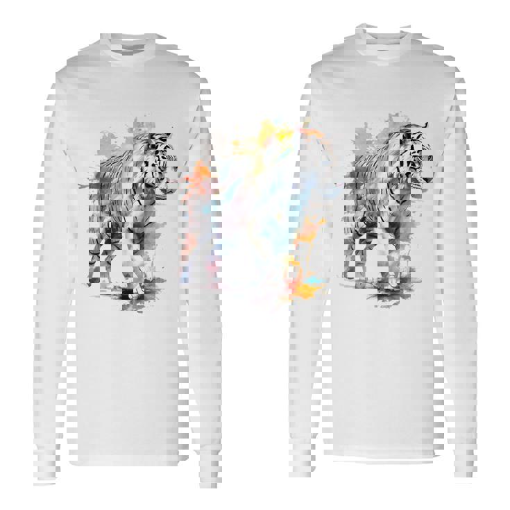 Tigre Colorido Arte Zoo Animal Tigre Camiseta de manga larga