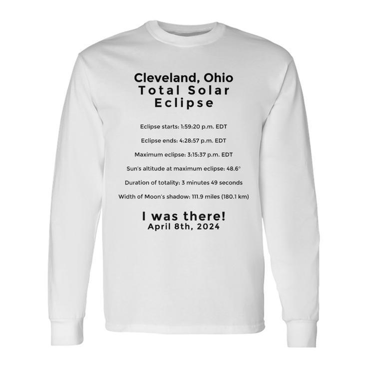 Total Solar Eclipse Cleveland Ohio Oh 2024 Commemorative Long Sleeve T-Shirt