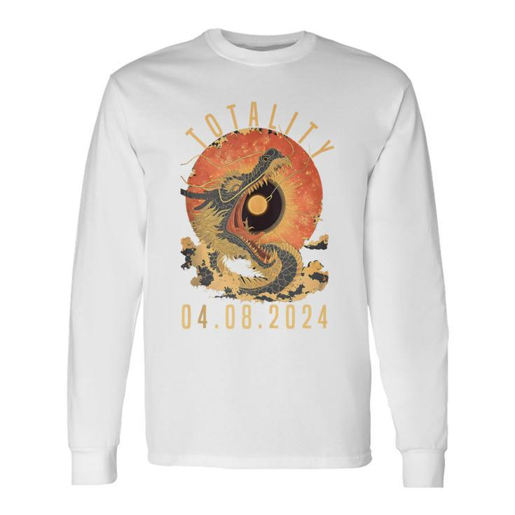 Totality 04082024 Dragon & Sun Solar Eclipse April 8 2024 Long Sleeve T-Shirt Gifts ideas