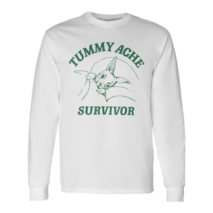 Tummy Ache Survivor Rabbit Meme Bunny Lover Long Sleeve T-Shirt