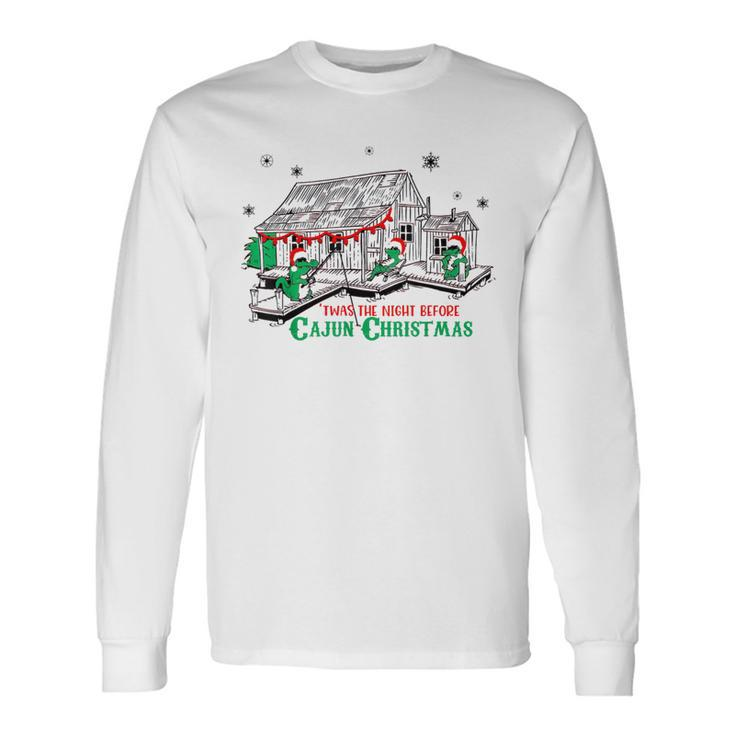 'Twas The Night Before Cajun Christmas Crocodile Xmas Long Sleeve T-Shirt Gifts ideas