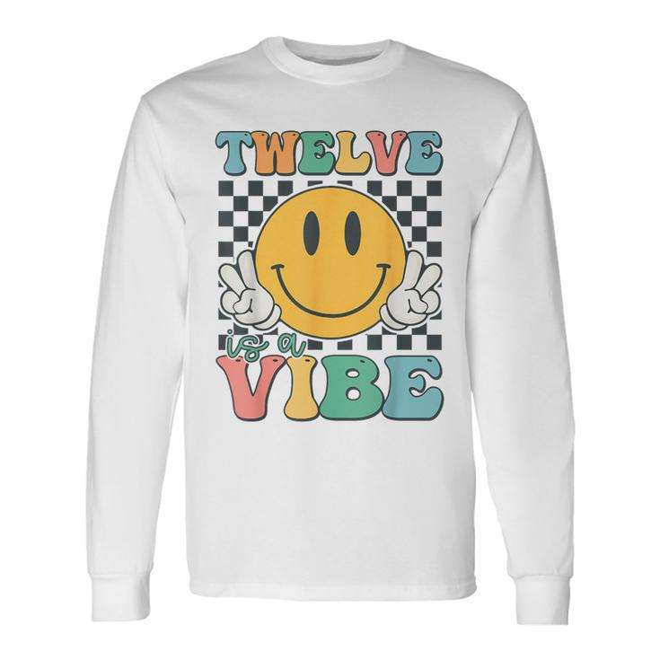 Twelve Is A Vibe 12Th Birthday Smile Face Hippie Boys Girls Long Sleeve T-Shirt