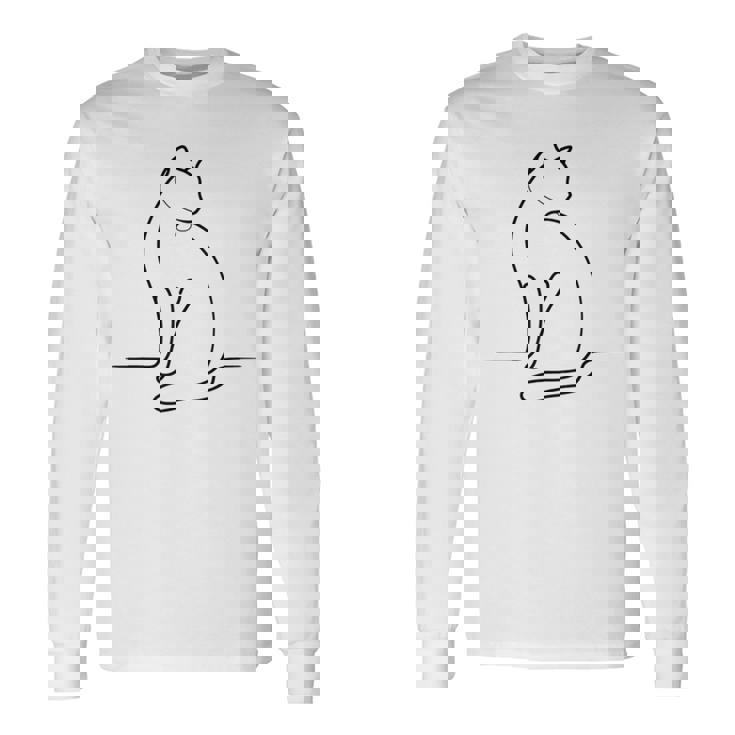 Un Dessin Minimaliste En Une Ligne D'un Chat T-shirt à manches longues
