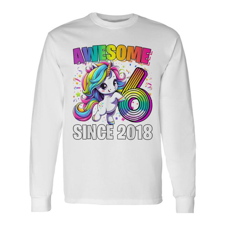 Unicorn 6Th Birthday 6 Year Old Unicorn Party Girls Outfit Long Sleeve T-Shirt