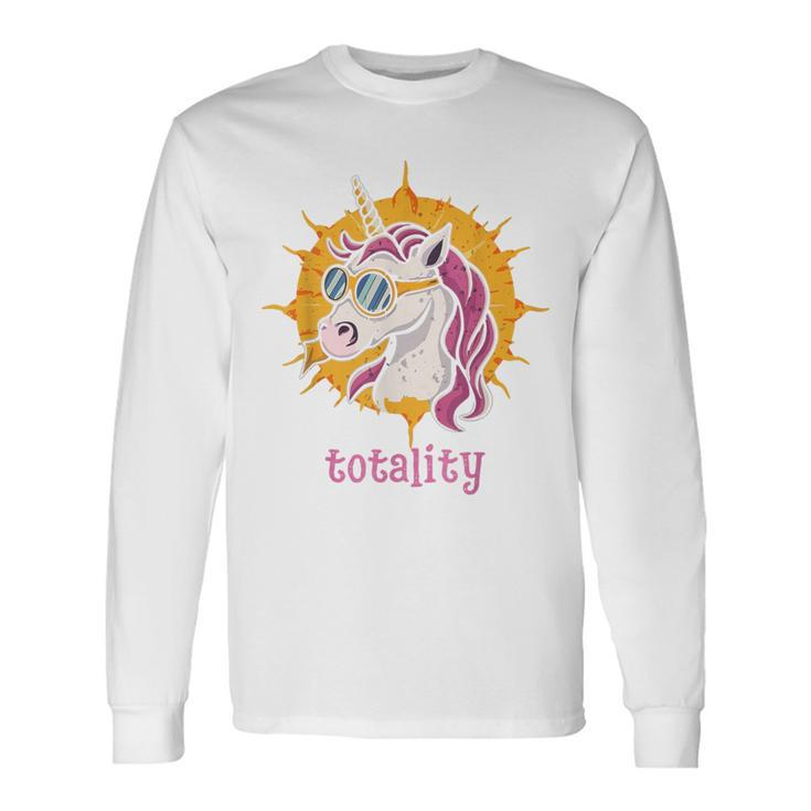 Unicorn Wearing Solar Eclipse Glasses Totality Solar Eclipse Long Sleeve T-Shirt