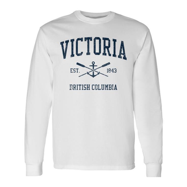 Victoria Bc Vintage Navy Crossed Oars & Boat Anchor Long Sleeve T-Shirt