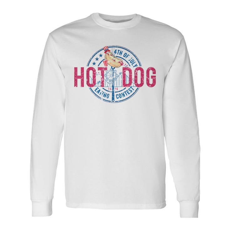 Vintage 4Th Of July Hot Dog Eating Contest Hot Dog Long Sleeve T-Shirt