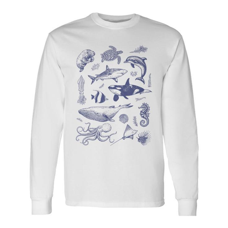 Vintage 90S Tattoo Sea Animal Long Sleeve T-Shirt