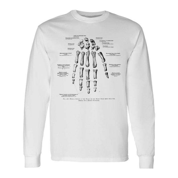 Vintage Anatomy Bones Of The Right Hand Long Sleeve T-Shirt