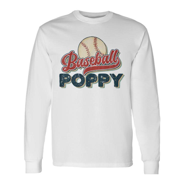 Vintage Baseball Poppy Retro Baseball Pride Long Sleeve T-Shirt