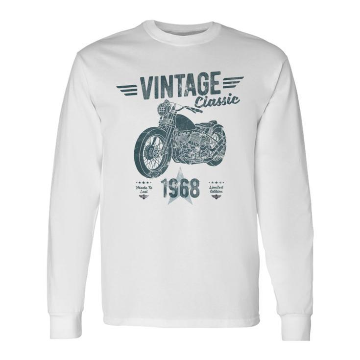 Vintage Born 1968 Birthday Classic Retro Motorbike Long Sleeve T-Shirt