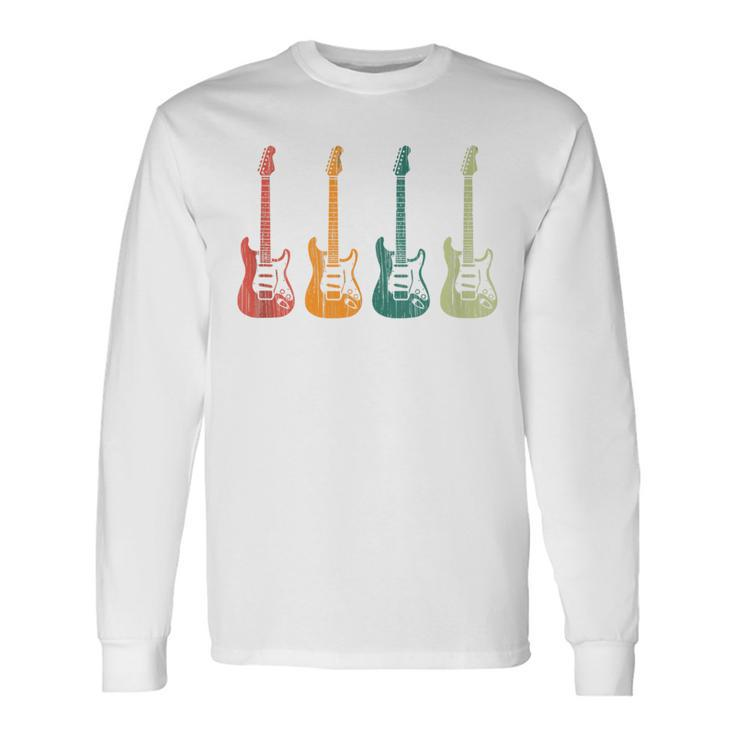 Vintage Guitars Retro Guitarists Bassist Long Sleeve T-Shirt