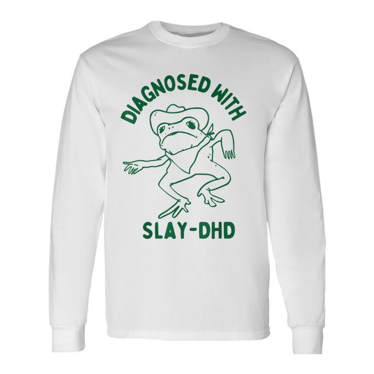 Vintage Retro Frog Diagnosed With Slay Dhd Present I Long Sleeve T-Shirt Gifts ideas