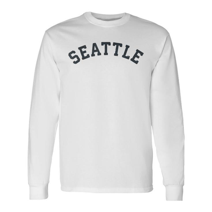 Vintage Seattle T Old Retro Seattle Sports Long Sleeve T-Shirt