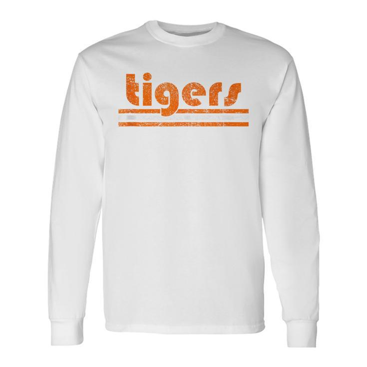 Vintage Tigers Retro Three Stripes Weathered Long Sleeve T-Shirt