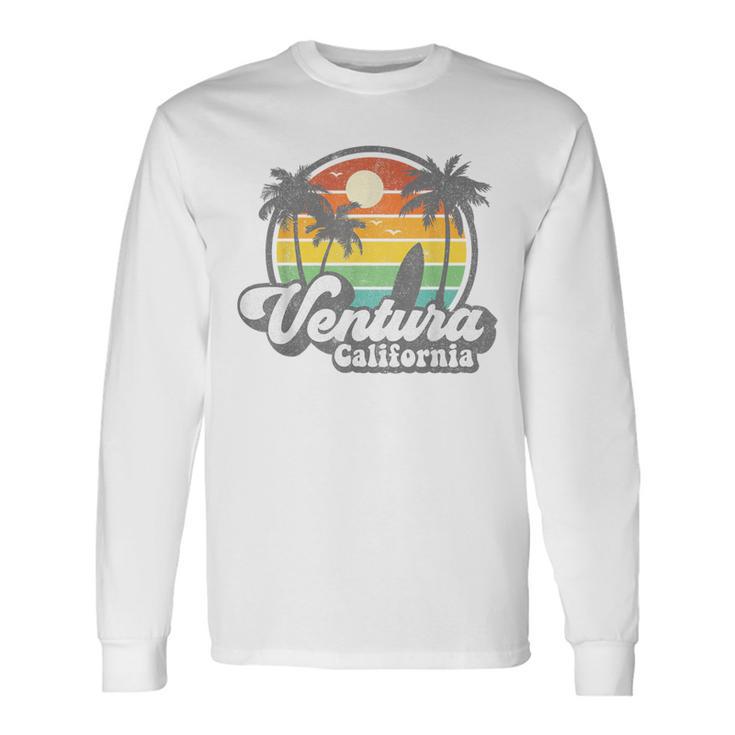 Vintage Ventura Beach California Ca Surfing Retro Surf Long Sleeve T-Shirt