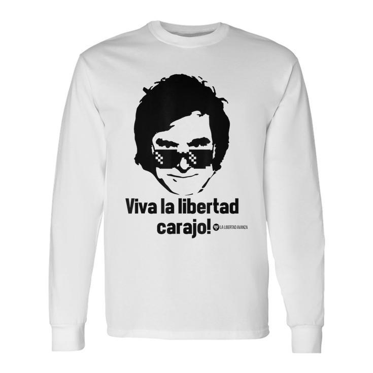 Viva La Libertad Carajo La Libertad Avanza Javier Milei Gray Langarmshirts Geschenkideen