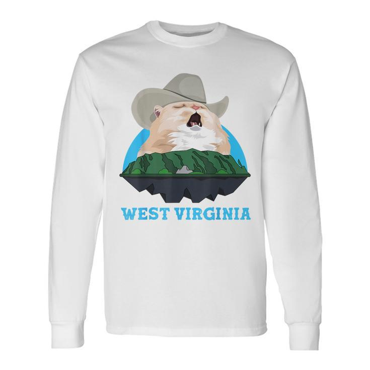 West Virginia Cowboy Cat Singing Meme Meowdy Long Sleeve T-Shirt