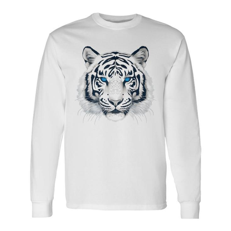 White Tiger Blue Eyes Wild Cat Animal Long Sleeve T-Shirt