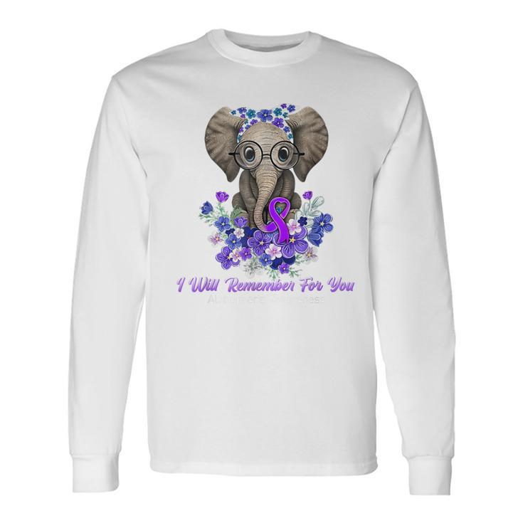 I Will Remember For You Purple Ribbon Alzheimers Awareness Long Sleeve T-Shirt