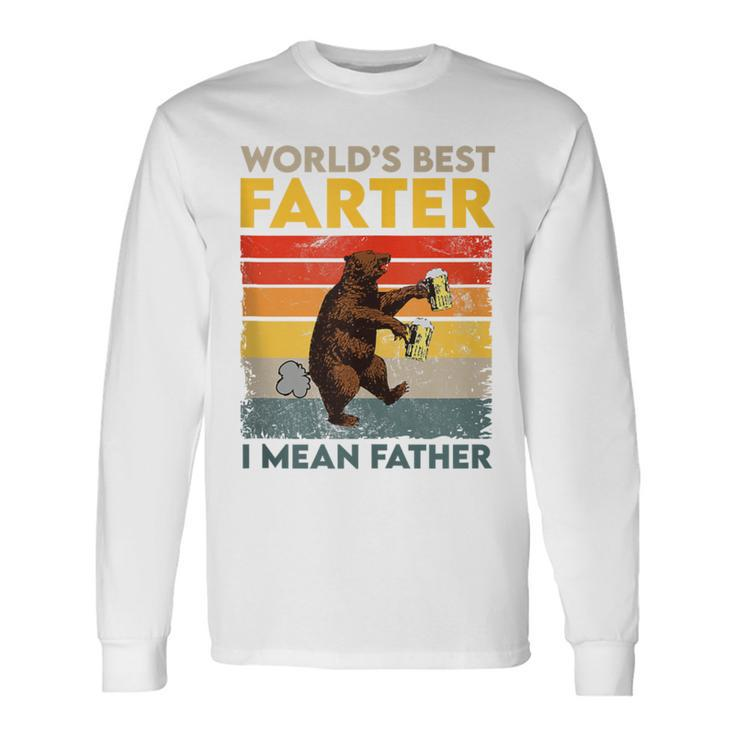 World's Best Farter I Mean Father Father's Day Bear Drinking Long Sleeve T-Shirt