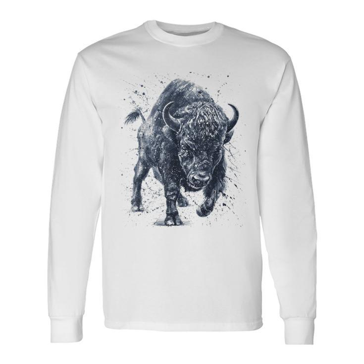 Wut Der Bestie Bison-Buffalo Im Vintage-Stil Langarmshirts