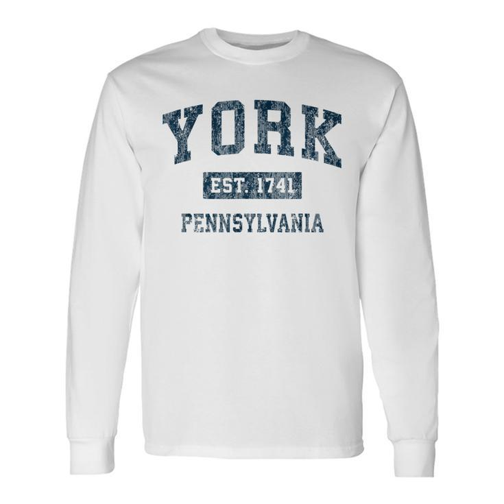 York Pennsylvania Pa Vintage Sports Navy Print Long Sleeve T-Shirt