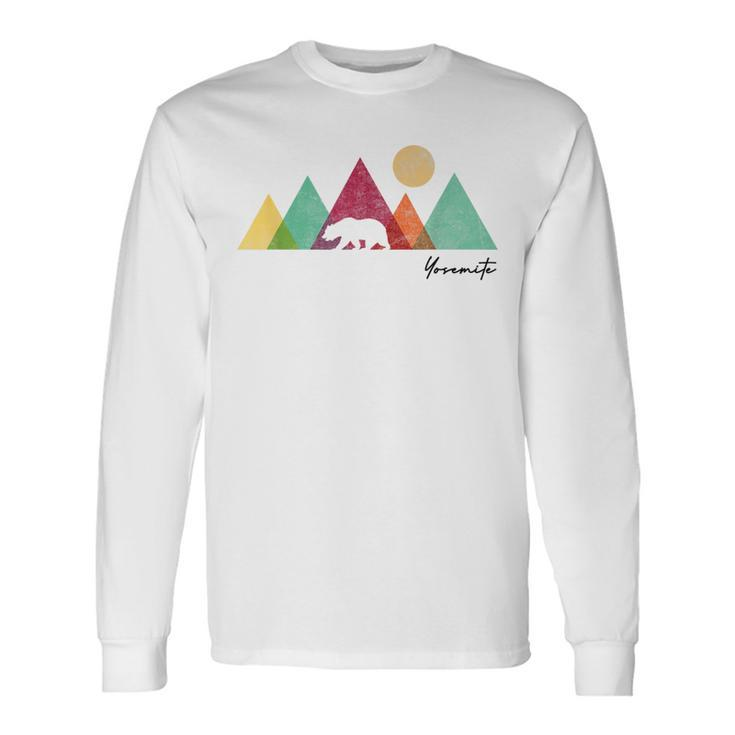 Yosemite California Colorful Bear Mountains National Park Long Sleeve T-Shirt