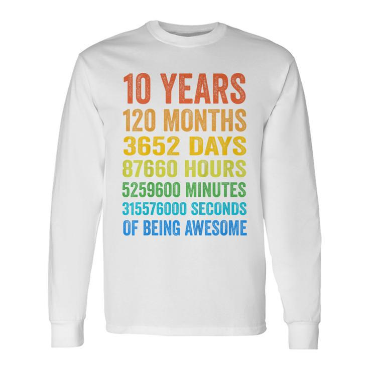 Youth 10Th Birthday 10 Years Old Vintage Retro 120 Months Long Sleeve T-Shirt