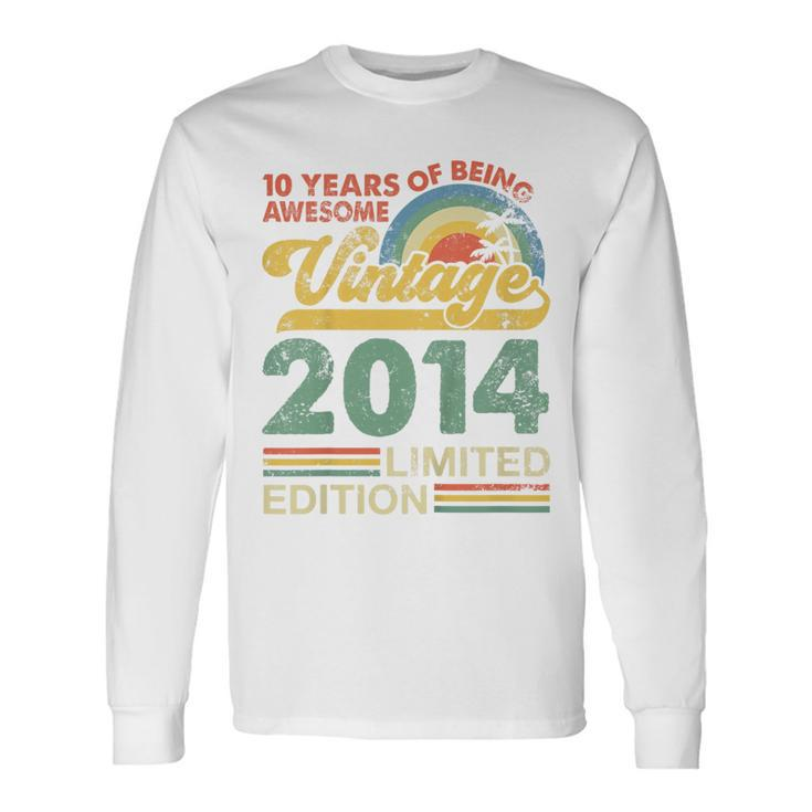 Youth 10Th Birthday Boy Born In 2014 10 Years Old Vintage Long Sleeve T-Shirt