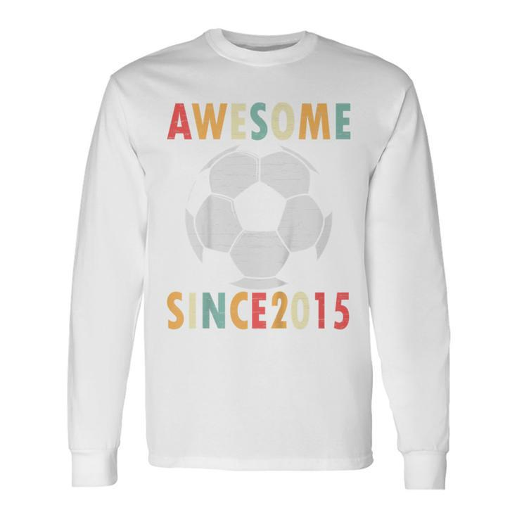 Youth 7Th Birthday Soccer Lover 7 Years Old Vintage Retro Long Sleeve T-Shirt