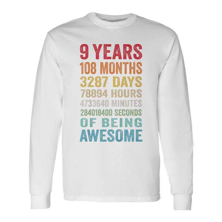 Youth 9Th Birthday 9 Years Old Vintage Retro 108 Months Long Sleeve T-Shirt
