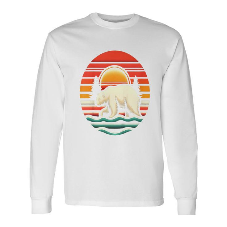 Youth Polar Bear Vintage Sunglasses Animal Lover Long Sleeve T-Shirt
