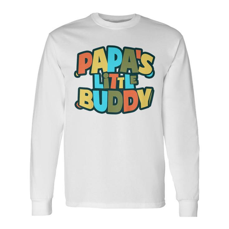 Youth Papa's Little Buddy Cute Toddlers Fathers Day Outfit Long Sleeve T-Shirt