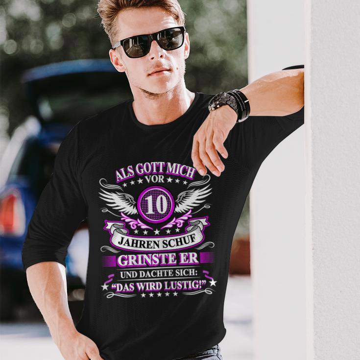 10. Geburtstag Gott Grinste Langarmshirts, Schwarzes Tee zum Zehnten Geschenke für Ihn