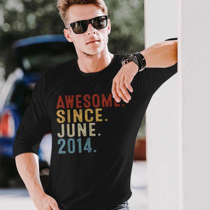 10 Year Old Awesome Since June 2014 10Th Birthday Boy Long Sleeve T-Shirt Gifts for Him