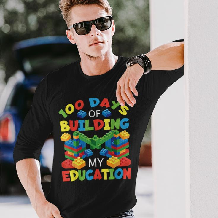 100 Days Of Building My Education Construction Block Long Sleeve T-Shirt Gifts for Him