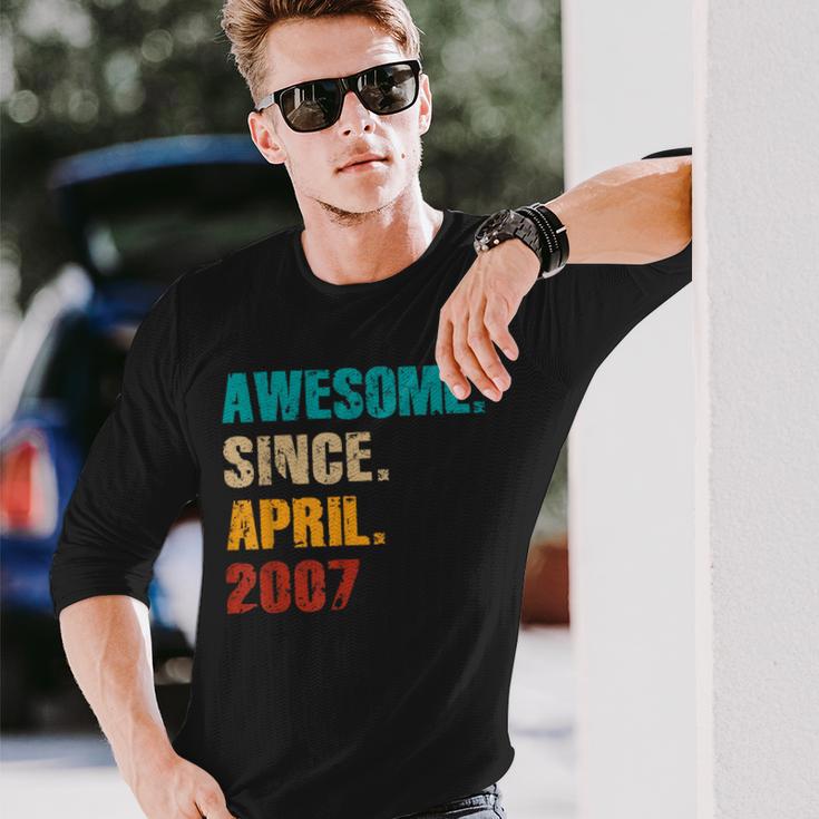 17 Year Old Vintage Awesome Since April 2007 17Th Birthday Long Sleeve T-Shirt Gifts for Him