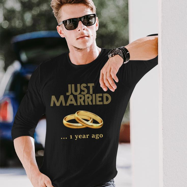 1St Wedding Anniversary Just Married 1 Year Ago Long Sleeve T-Shirt Gifts for Him