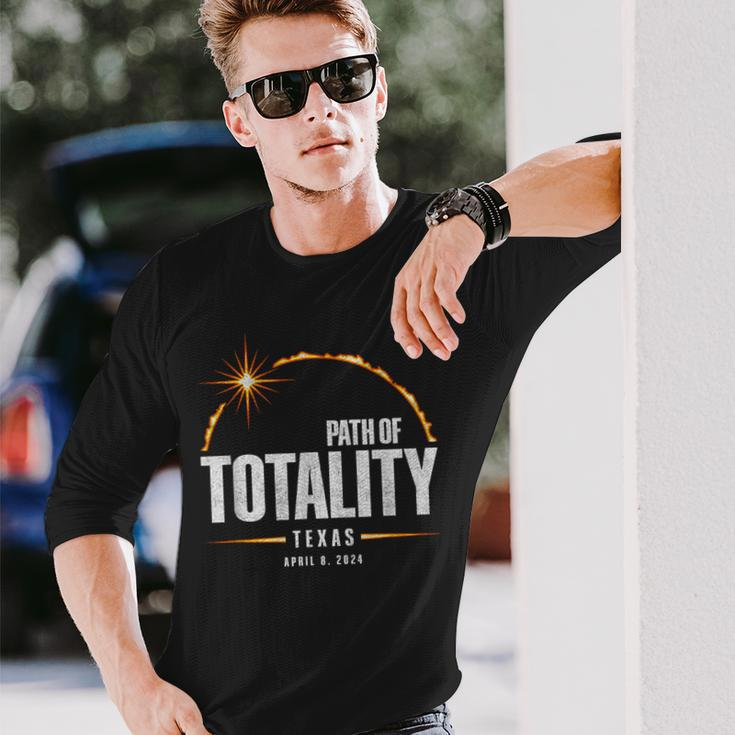 2024 Total Eclipse Path Of Totality Texas 2024 Long Sleeve T-Shirt Gifts for Him