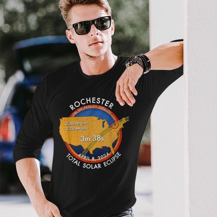 2024 Total Solar Eclipse Totality Rochester New York 27 Long Sleeve T-Shirt Gifts for Him