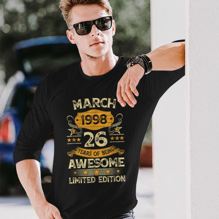 26 Years Old Vintage March 1998 26Th Birthday Mens Long Sleeve T-Shirt Gifts for Him