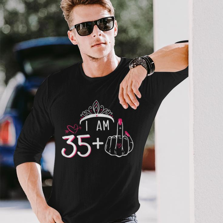 I Am 35 Plus 1 Middle Finger 36Th Women's Birthday Long Sleeve T-Shirt Gifts for Him