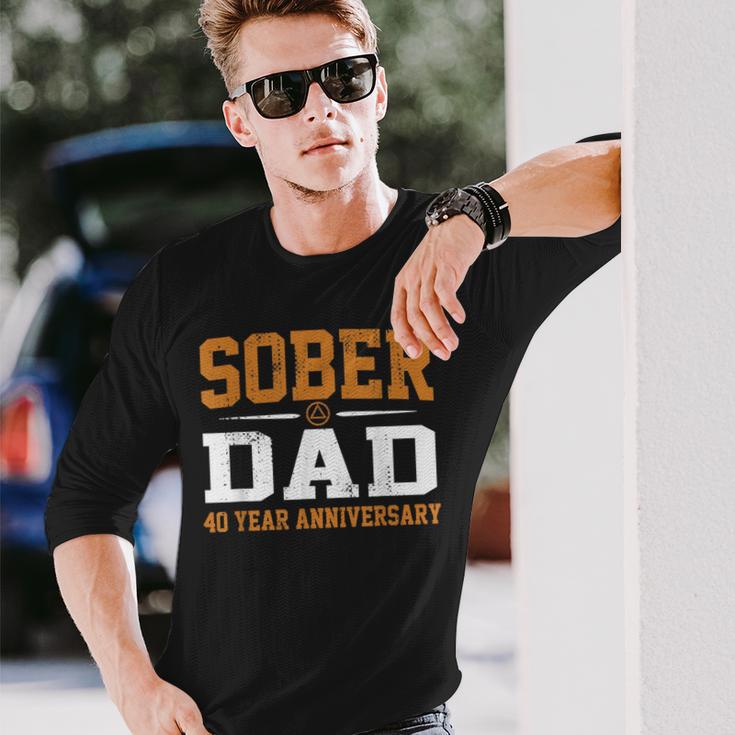 40 Years Sober Dad Aa Alcoholics Anonymous Recovery Sobriety Long Sleeve T-Shirt Gifts for Him