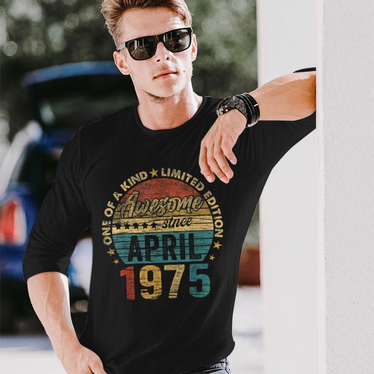 49 Years Old April 1975 Vintage Retro 49Th Birthday Long Sleeve T-Shirt Gifts for Him