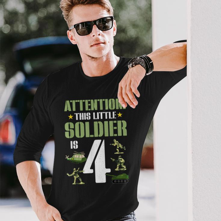 4Th Birthday Soldier 4 Year Old Military Themed Camo Boy Long Sleeve T-Shirt Gifts for Him