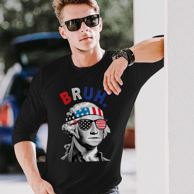 4Th Of July 2024 George Washington Bruh Long Sleeve T-Shirt Gifts for Him