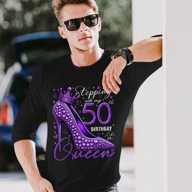 50 Year Old High Heels Stepping Into My 50Th Birthday Long Sleeve T-Shirt Gifts for Him