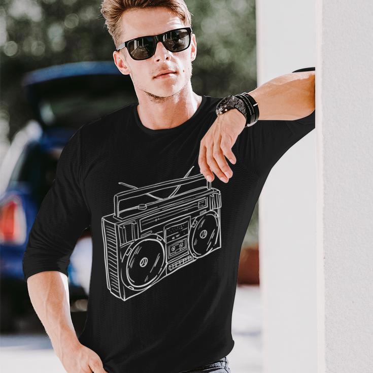 80S & 90S Old School Music Hip Hop Beatbox Boombox Long Sleeve T-Shirt Gifts for Him